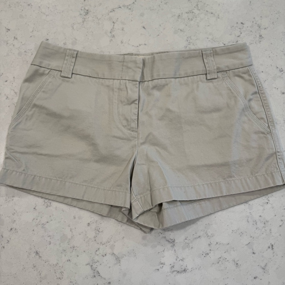 NWT J Crew Classic Twill Chino City Fit Flat Front Cotton 3" Inseam Stone Khaki